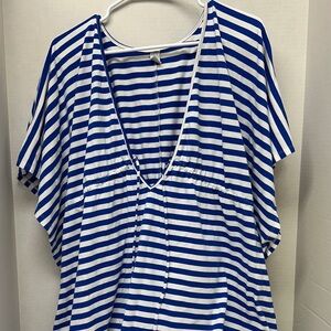 Old navy blue and white striped shirt size XXL